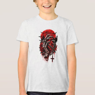 Gothic Skeletthände rote Rosen Halloween Horror D Tri-Blend Shirt