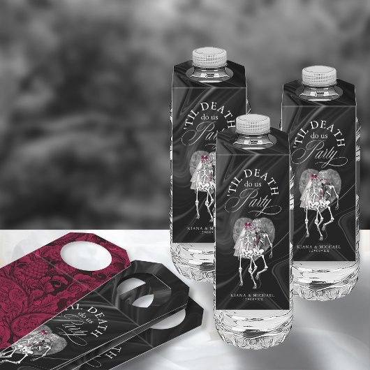 Gothic Skelettons 'Til Death Party Burgundy ID866 Flaschenanhänger