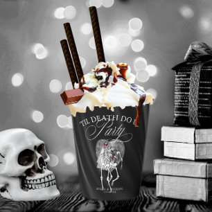 Gothic Skelettons 'Til Death Party Burgundy ID866 Pappbecher