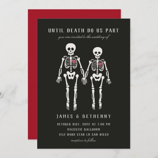 Gothic Skeletts Einladung (Vorne/Hinten)