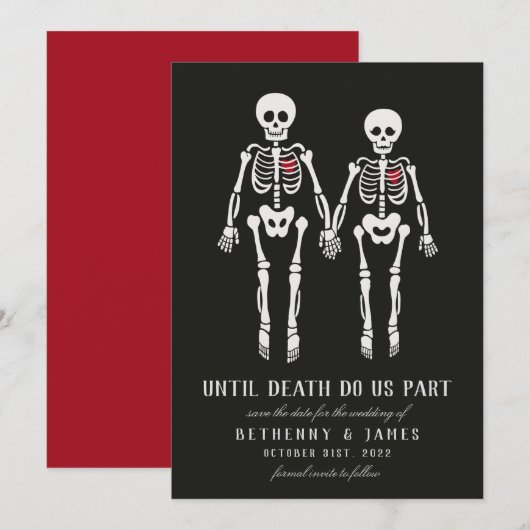 Gothic Skeletts Einladung (Vorne/Hinten)