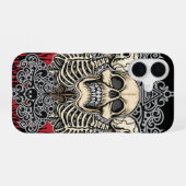 Gothic Skull & Allsehendes Auge iPhone 16 Hülle (Rückseite (Horizontal))