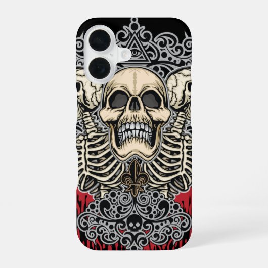 Gothic Skull & Allsehendes Auge iPhone 16 Hülle (Rückseite)