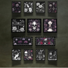 Gothic Skull and Bugs Scrapbook Ephemera Briefmark