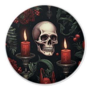 Gothic Skull and Candles Keramikknauf