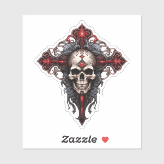 Gothic Skull and Cross Aufkleber (Blatt)