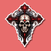Gothic Skull and Cross Aufkleber