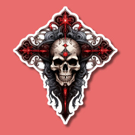 Gothic Skull and Cross Aufkleber
