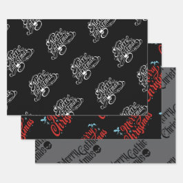 Gothic Skull and Dragon Frohe Weihnachtsgeschenkpa Geschenkpapier Set