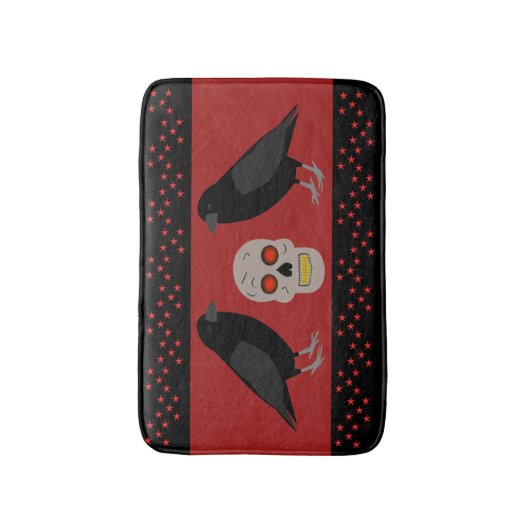 Gothic Skull and Guardian Ravens Halloween Badematte (Vorderseite Vertikal)