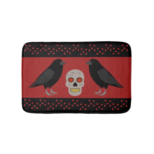 Gothic Skull and Guardian Ravens Halloween Badematte (Vorderseite)