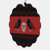 Gothic Skull and Guardian Ravens Halloween Custom Ornament Karte (Links)