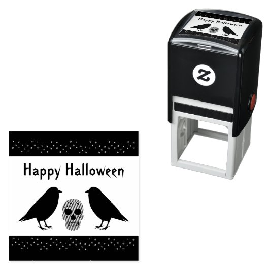 Gothic Skull and Guardian Ravens Halloween Custom Permastempel (Beispiel)