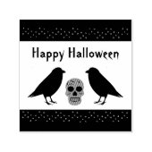Gothic Skull and Guardian Ravens Halloween Custom Permastempel (Design)