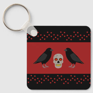 Gothic Skull and Guardian Ravens Halloween Custom Schlüsselanhänger