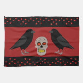 Gothic Skull and Guardian Ravens Halloween Geschirrtuch (Horizontal)