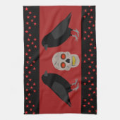 Gothic Skull and Guardian Ravens Halloween Geschirrtuch (Vertikal)