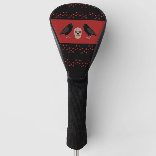Gothic Skull and Guardian Ravens Halloween Golf Headcover (Vorderseite)