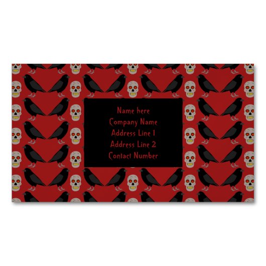 Gothic Skull and Guardian Ravens Halloween Magnetische Visitenkarte (Vorderseite)