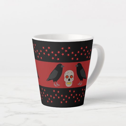 Gothic Skull and Guardian Ravens Halloween Milchtasse (Rechte Ecke)