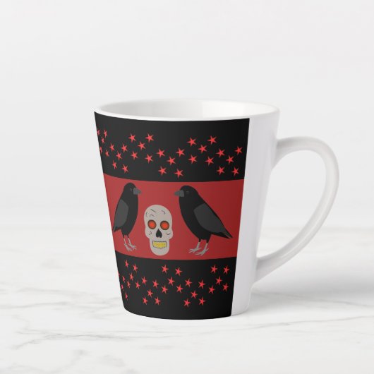 Gothic Skull and Guardian Ravens Halloween Milchtasse (Rechts)