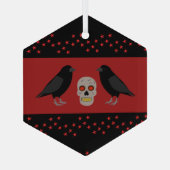 Gothic Skull and Guardian Ravens Halloween Ornament Aus Glas (Rückseite)