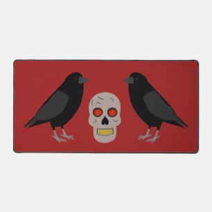 Gothic Skull and Guardian Ravens Halloween Schreibtischunterlage