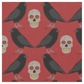 Gothic Skull and Guardian Ravens Halloween Stoff (Nahaufnahme)