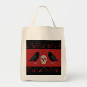Gothic Skull and Guardian Ravens Halloween Tragetasche