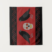 Gothic Skull and Guardian Ravens Halloween Wandteppich (Vorderseite)