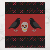 Gothic Skull and Guardian Ravens Halloween Weinetikett (Einzelnes Label)