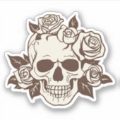 Gothic Skull and Ivory Rose Wasserdicht Aufkleber (Vorderseite)