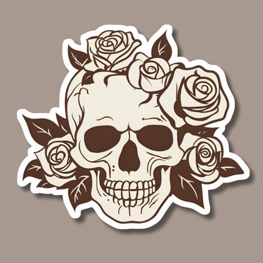 Gothic Skull and Ivory Rose Wasserdicht Aufkleber
