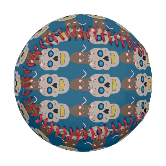 Gothic Skull and Rat Halloween Baseball (Vorderseite Links)