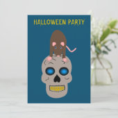Gothic Skull and Rat Halloween Custom Einladung (Stehend Vorderseite)