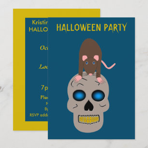 Gothic Skull and Rat Halloween Custom Einladung