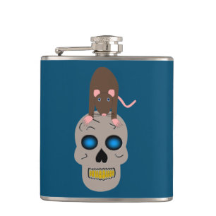 Gothic Skull and Rat Halloween Flachmann