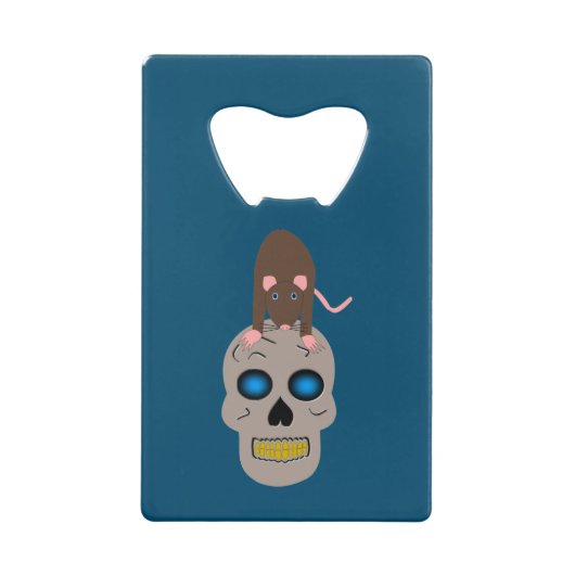 Gothic Skull and Rat Halloween Geldbeutel Flaschenöffner (Vorderseite)