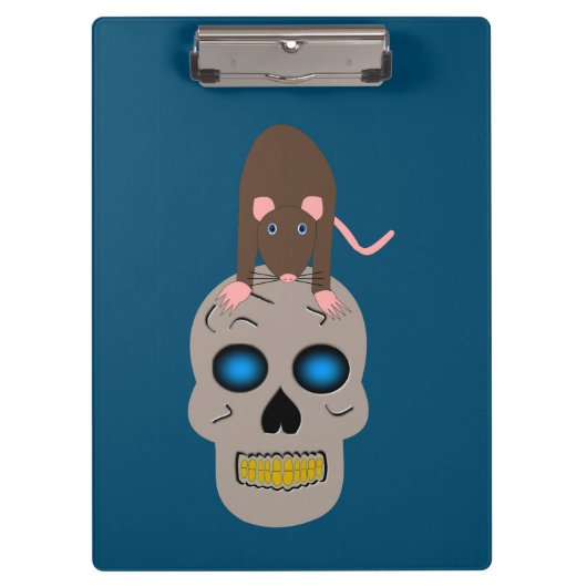 Gothic Skull and Rat Halloween Klemmbrett (Vorderseite)
