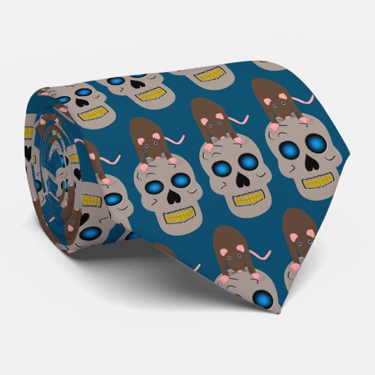 Gothic Skull and Rat Halloween Krawatte (Gerollt)