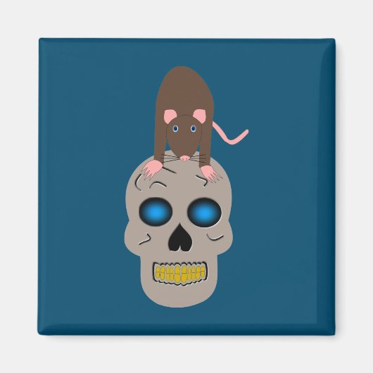 Gothic Skull and Rat Halloween Magnet (Vorne)