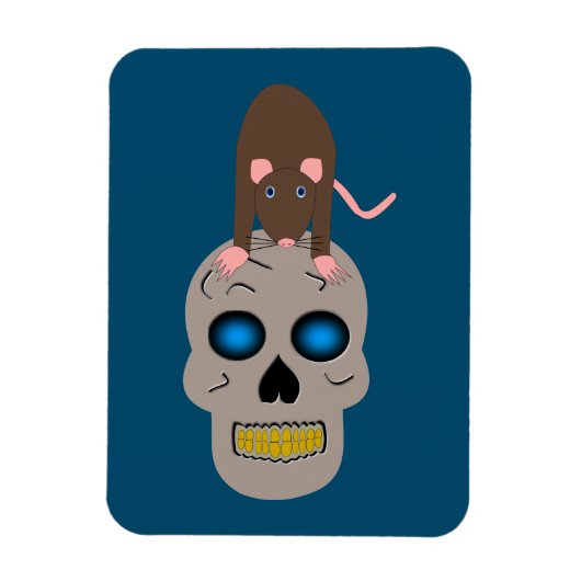 Gothic Skull and Rat Halloween Magnet (Vertikal)