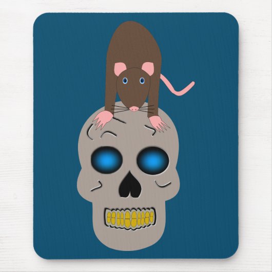 Gothic Skull and Rat Halloween Mousepad (Vorne)