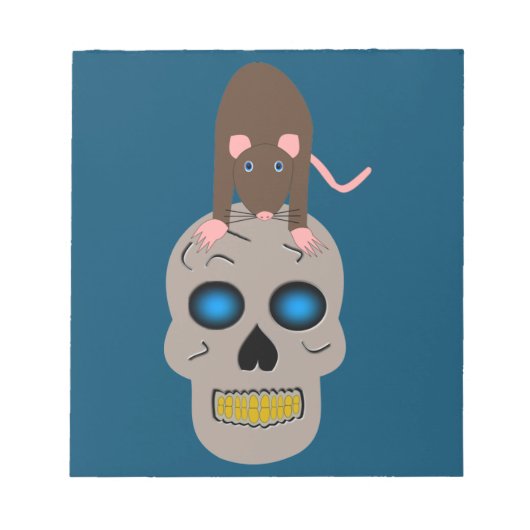 Gothic Skull and Rat Halloween Notizblock (Vorderseite)
