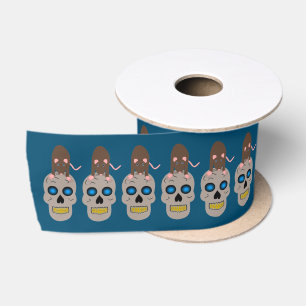 Gothic Skull and Rat Halloween Satinband