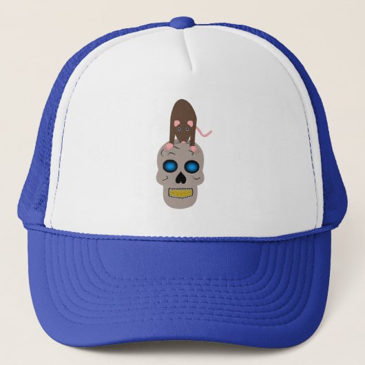 Gothic Skull and Rat Halloween Truckerkappe (Vorderseite)