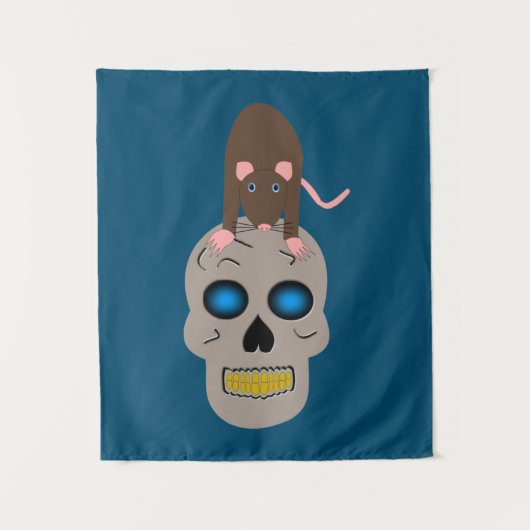 Gothic Skull and Rat Halloween Wandteppich (Vorderseite)