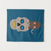 Gothic Skull and Rat Halloween Wandteppich (Vorderseite (Horizontal))