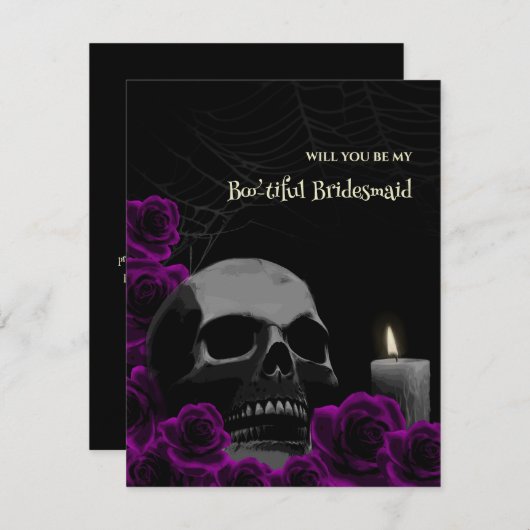 Gothic Skull and Rose Bridesmaid Vorschlag Card Einladung (Vorne/Hinten)