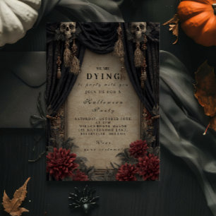 Gothic Skull and Rose Halloween-Party Einladung